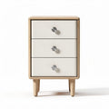Modern nightstand with three drawers and natural wood legs 40 x 40 x 60cm