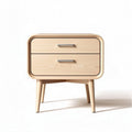 Modern wooden nightstand with two drawers in natural finish 50 x 40 x 45cm