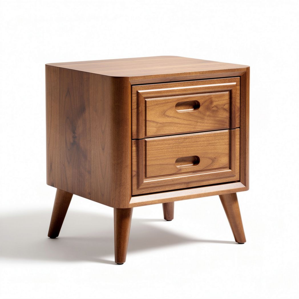 Wooden nightstand with two drawers and tapered legs 22 x 20 x 24 inches