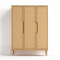 Three-door storage cabinet with wooden finish and tapered legs 150 x 90 x 45cm