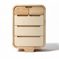Wooden nightstand with three storage drawers in beige and natural finish 50 x 30 x 80cm