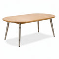 Oak coffee table with metal legs in a modern octagon design 150 x 80 x 75cm