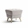 Upholstered ottoman in light gray fabric with golden legs 40 x 40 x 45cm