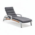 Outdoor adjustable lounge chair with gray cushion and aluminum frame