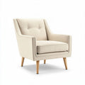 Fabric accent chair with wooden legs in beige color 80 x 80 x 85cm