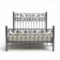Metal bed frame with floral design and sturdy construction 200 x 160 x 120cm